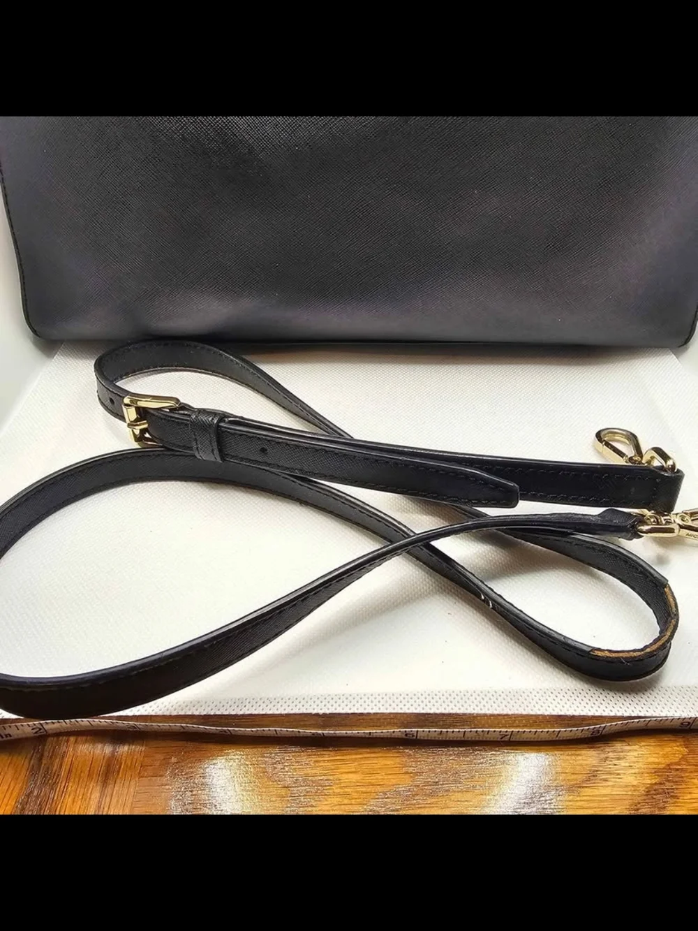Michael Kors Black Leather Tote with Removable Strap